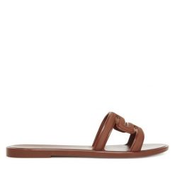 Klapki Melissa. Brązowe klapki damskie Melissa, bez wzorów, bez obcasa. Za 179.99 zł.
