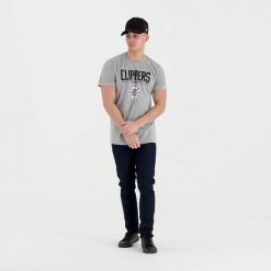 Koszulka Los Angeles Clippers NBA. Szare koszulki sportowe męskie New Era, xl, bez wzorów, z materiału, bez kołnierzyka, bez ramiączek, na fitness i siłownię. Za 174.00 zł.