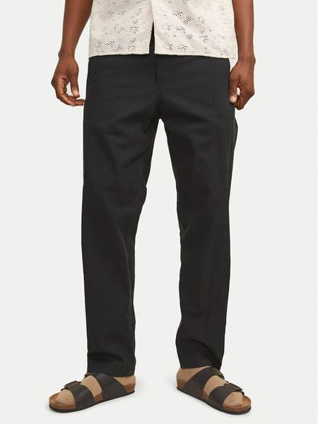 Jack & Jones Spodnie materiałowe Summer 12248606 Czarny Relaxed Fit. Czarne spodnie materiałowe męskie Jack & Jones, m, bez wzorów, z bawełny. Za 139.99 zł.
