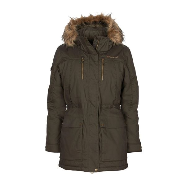 Kurtka puchowa damska Pinewood Finnveden Winter Parka. Zielone kurtki damskie Pinewood, xs, bez wzorów, z puchu, bez kaptura, trekkingowe. Za 899.99 zł.