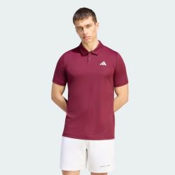 Koszulka Club Tennis Polo. Czerwone koszulki polo męskie Adidas, l, bez wzorów, z dzianiny, bez kołnierzyka, bez ramiączek, tenisowe. Za 179.00 zł.