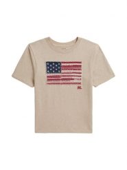 Polo Ralph Lauren T-Shirt 313B20043001 Beżowy Regular Fit. Brązowe t-shirty i topy dla dziewczynek Polo Ralph Lauren, bez wzorów, z bawełny, bez ramiączek. Za 289.99 zł.