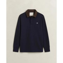 Koszulka polo z długim rękawem Gant Rugger. Niebieskie koszulki polo męskie GANT, xl, bez wzorów, z bawełny, bez kołnierzyka, bez ramiączek, trekkingowe. Za 576.00 zł.