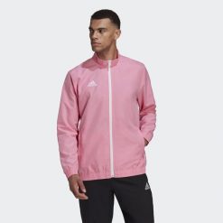 Entrada 22 Presentation Jacket. Szare bluzy męskie Adidas, l, bez wzorów, z materiału, sportowe, bez kaptura. Za 113.84 zł.