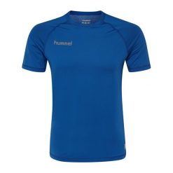 Koszulka termoaktywna dla dorosłych Hummel First Performance Jersey S/S. Niebieskie koszulki sportowe męskie Hummel, l, bez wzorów, z jersey, bez kołnierzyka, bez ramiączek, na fitness i siłownię. Za 70.00 zł.