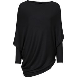 Sweter oversize z asymetrycznym dołem. Czarne swetry damskie bonprix, bez wzorów, z asymetrycznym kołnierzem, bez ramiączek, bez kaptura. Za 119.99 zł.