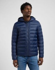 MESKA KURTKA LEE PUFFER JACKET MOOD INDIGO 112371659. Niebieskie płaszcze męskie Lee, s, bez wzorów, bez kaptura. Za 299.99 zł.