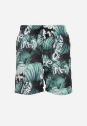 Czarno-Zielone Kąpielówki z Gumką w Pasie ze Sznurkiem w Ozdobny Print Elzubia. Czarne kąpielówki męskie Born2be, m, bez wzorów. Za 14.99 zł.