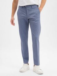 Finshley & Harding Męskie spodnie garniturowe Mężczyźni Modern Fit Sztuczne włókno niebieski marmurkowy, 24. Niebieskie eleganckie spodnie męskie Finshley & Harding, m, bez wzorów, z włókna. Za 349.95 zł.