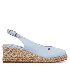 Espadryle Tommy Hilfiger. Niebieskie sandały damskie Tommy Hilfiger, bez wzorów, bez obcasa, bez zapięcia. Za 359.99 zł.
