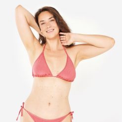 Góra kostiumu kąpielowego surfingowego damska Olaian Mae. Czerwone bikini damskie OLAIAN, m, bez wzorów. Za 49.99 zł.
