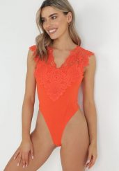 Pomarańczowe Koronkowe Body Albertyne. Brązowe koszule damskie Born2be, m, bez wzorów, z bawełny, bez kołnierzyka, bez ramiączek. Za 79.99 zł.