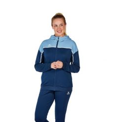 Damska bluza dresowa z kapturem Erima Change. Niebieskie bluzy sportowe damskie Erima, bez wzorów, z dresówki, z kapturem, na fitness i siłownię. Za 259.50 zł.