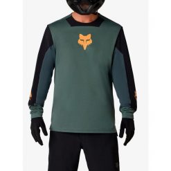 Bluza rowerowa męska Fox Defend LS Jersey Creation. Zielone bluzy męskie FOX, z jersey, bez zapięcia, rowerowe. Za 313.49 zł.
