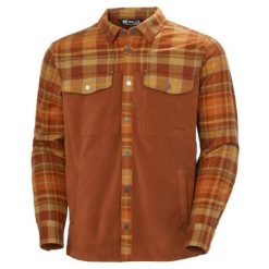 Polarowa koszula z długim rękawem Helly Hansen Lokka. Brązowe koszule męskie Helly Hansen, xl, z aplikacjami, z bawełny, bez kołnierzyka, bez ramiączek. Za 535.00 zł.