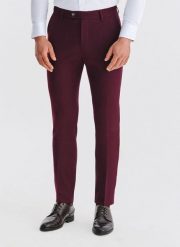 PAKO LORENTE – Bordowe spodnie garniturowe. Czerwone eleganckie spodnie męskie Pako Lorente, m, bez wzorów, z elastanu, casualowe. Za 399.99 zł.