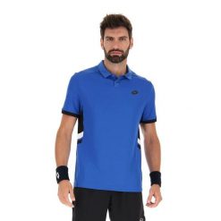 Koszulka tenisowa męska Lotto Squadra III Polo. Niebieskie koszulki polo męskie Lotto, m, bez wzorów, z materiału, bez kołnierzyka, bez ramiączek, na fitness i siłownię. Za 170.00 zł.
