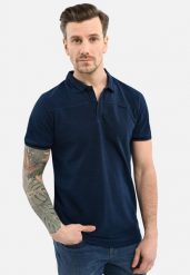 Koszulka polo O-SALLY. Niebieskie koszulki polo męskie Volcano, l, bez wzorów, z bawełny, klasyczne, bez ramiączek. Za 109.99 zł.