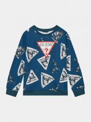 Guess Bluza N3BQ00 KAD73 Niebieski Regular Fit. Niebieskie bluzy dla chłopców Guess, z aplikacjami, z bawełny, bez ramiączek, bez kaptura. Za 219.99 zł.