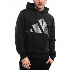 Bluza Męska Z Kapturem adidas Sportowa Dresowa Hoodie Czarna roz. XXL. Czarne bluzy męskie Adidas, m, bez wzorów, z bawełny, z kapturem. Za 223.00 zł.
