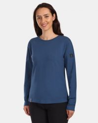 Damska bawełniana koszulka z długim rękawem Kilpi PROMOX-W. Niebieskie t-shirty damskie Kilpi, bez wzorów, z bawełny, bez kołnierzyka. Za 91.56 zł.