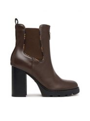 Guess Botki FLFNEL ELE10 Brązowy. Brązowe botki damskie Guess, ze skóry, bez obcasa, na słupku, bez zapięcia. Za 634.99 zł.