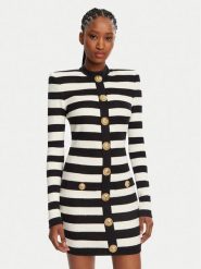 Balmain Sukienka dzianinowa DF1R9193JI70 Czarny Regular Fit. Czarne sukienki damskie Balmain, bez wzorów, z dzianiny, bez kołnierzyka, bez ramiączek. Za 8,999.00 zł.
