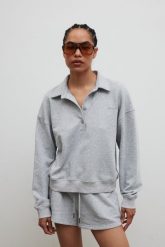Bluza damska z kołnierzem w kolorze GREY MELANGE - EXPLORE-S/M. Szare bluzy sportowe damskie Marsala, m, bez wzorów, z bawełny, bez kaptura. Za 339.90 zł.