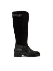 Tommy Hilfiger Kozaki Th Stud Leather Mix Long Boot FW0FW08341 Czarny. Czarne kozaki damskie Tommy Hilfiger, ze skóry, bez obcasa, na płaskiej podeszwie. Za 699.99 zł.