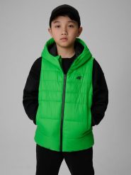 4F Bezrękawnik z wypełnieniem syntetycznym chłopięcy - zielony 122 (6-7 lat). Zielone kurtki i płaszcze dla chłopców 4f, bez wzorów, z materiału, bez kaptura. Za 139.99 zł.