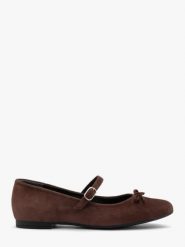 Czekoladowe baleriny z kokardką. Brązowe baleriny damskie Ryłko, bez wzorów, ze skóry, eleganckie, bez obcasa, na płaskiej podeszwie. Za 329.99 zł.