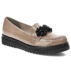 Beżowe Półbuty Armodo Skórzane Eleganckie Buty. Brązowe mokasyny damskie Armodo, na jesień, bez wzorów, ze skóry, eleganckie, bez obcasa, bez zapięcia. Za 389.00 zł.