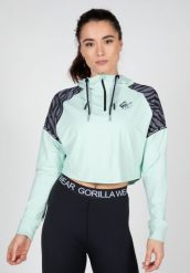 Zion Cropped Bluza z kapturem - Zielony. Zielone bluzy sportowe damskie GORILLA WEAR, m, bez wzorów, z elastanu, z kapturem, na fitness i siłownię. Za 279.00 zł.