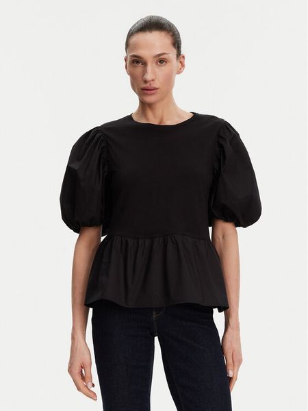 Liu Jo Bluzka WA5389 J6308 Czarny Relaxed Fit. Czarne bluzki damskie Liu Jo, s, bez wzorów, z bawełny, bez kołnierzyka, bez ramiączek. Za 199.99 zł.