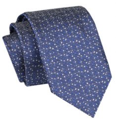 Modny Krawat Męski - Alties - Ciemnoniebieski w Drobny Groszek. Niebieskie krawaty i muchy Alties, bez wzorów, z tkaniny, eleganckie. Za 49.00 zł.