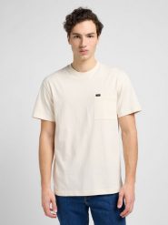 LEE MĘSKA KOSZULKA LEE RELAXED POCKET TEE ECRU 112342986. Koszulki polo męskie Lee, m, bez wzorów, bez ramiączek. Za 89.99 zł.