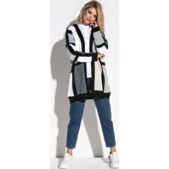 Czarny Multikolorowy Kardigan z Wolnymi Połami. Czarne kardigany damskie Molly.pl, l, bez wzorów, z jeansu, eleganckie, długie. Za 159.90 zł.