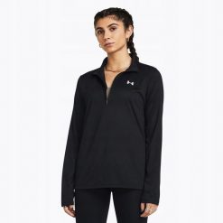 Bluza Damska Sportowa Rozpinana Under Armour Tech 1/2 Zip- Solid. Czarne bluzy damskie Under Armour, bez wzorów, bez kaptura. Za 179.99 zł.