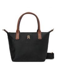 Tommy Hilfiger Torebka Popette Mini Tote AW0AW17709 Czarny. Czarne torebki do ręki damskie Tommy Hilfiger, bez wzorów, z materiału, bez dodatków. Za 389.99 zł.