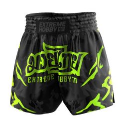 Spodenki Muay Thai męskie EXTREME HOBBY BLACK PANTHER. Czarne krótkie spodenki sportowe męskie EXTREME HOBBY, m, bez wzorów, z poliesteru. Za 209.00 zł.