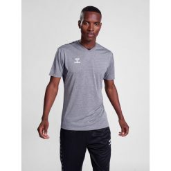 Jersey Hummel Authentic Pl. Szare koszulki sportowe męskie Hummel, bez wzorów, z jersey, bez kołnierzyka, bez ramiączek, do piłki nożnej. Za 164.50 zł.