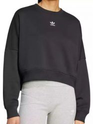 Bluza sportowa damska Adidas Essential Crew Fleece. Czarne bluzy damskie Adidas, s, bez wzorów, z bawełny, bez kaptura. Za 190.99 zł.