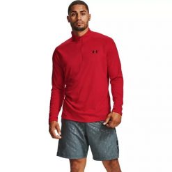 Koszulka męska Under Armour Tech 1/2 Zip 2.0 L. Czerwone bluzy męskie Under Armour, l, bez wzorów, bez kaptura. Za 124.99 zł.
