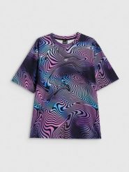 4F T-shirt oversize z nadrukiem damski - multikolor L. T-shirty damskie 4f, l, bez wzorów, z bawełny, klasyczne, bez kołnierzyka. Za 79.99 zł.