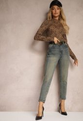 Jasnoniebieskie Bawełniane Jeansy Skinny High Waist Ozdobione Paskiem Ericia. Niebieskie jeansy damskie Renee, z podwyższonym stanem. Za 109.99 zł.