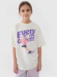 4F T-shirt oversize z nadrukiem dziewczęcy - biały 158 (12-13 lat). Białe t-shirty i topy dla dziewczynek 4f, bez wzorów, z bawełny, bez ramiączek. W wyprzedaży za 19.99 zł.