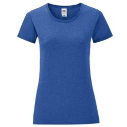 Koszulka Damska Iconic Heather T-shirt. Niebieskie koszulki sportowe damskie Fruit of the Loom, xs, bez wzorów, bez kołnierzyka, bez ramiączek, trekkingowe. Za 33.99 zł.
