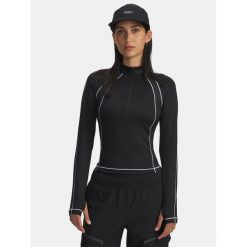 Longsleeve treningowy damski Under Armour ColdGear Textured. Czarne bluzy sportowe damskie Under Armour, bez wzorów, bez kaptura, na fitness i siłownię. Za 149.99 zł.