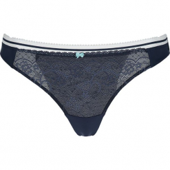 Stringi "Janna" w kolorze granatowo-białym. Niebieskie stringi damskie marki ESPRIT, z koronki. W wyprzedaży za 43.95 zł.
