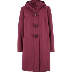 Płaszcz z materiału w optyce wełny z guzikami kołkami bonprix czerwony rododendron. Płaszcze damskie marki FOUGANZA. Za 169.99 zł.